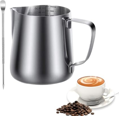 Pichet À Mousseur De Lait,Pichet À Mousseur Avec Marques De Mesure - Accessoires Café Latte Art 35cl,Accessoire Café Pour Latte Art Cappuccino Maison Bar Voyage Restaurant