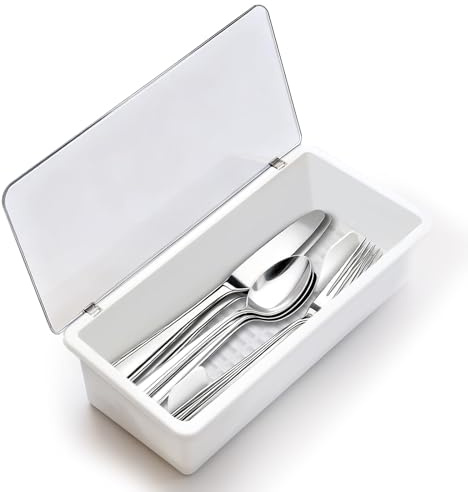 PAVSTINE Besticklåda Med Lock, Indelad, Med Avrinningsbotten Och Avdelare Besticklåda, Pp-Material Köksredskap, Även Lämplig För Picknick Utomhus Kitchen Essentials Fältbestick