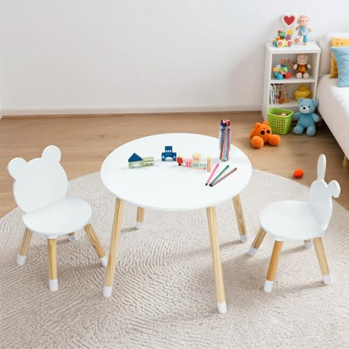 LALAHO Table Enfant avec Chaise - Bureau Enfant en Bois avec Formes