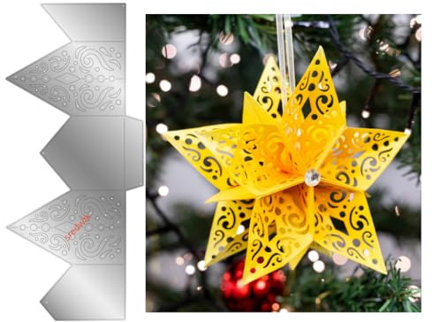 Sredwtk Anhänger 3D Sterne Stanzschablonen Weihnachten 3D Sterne Metall Prägeschablonen Stanzformen Schneiden für DIY Karte Sammelalbum Scrapbooking Fotoalbum Deko