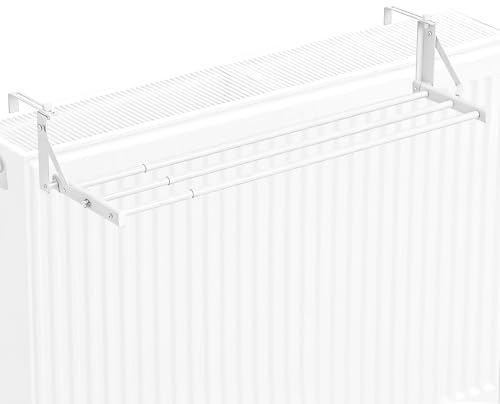 Handtuchhalter Heizkörper Aus ABS Und Carbonstahl, Ausziehbarer Wäscheständer Heizung, Heizkörper Wäschetrockner, Heizkörperregal, 120°C Hitzebeständig (Weiße, teleskopierbare Ausführung, 50–95 cm)