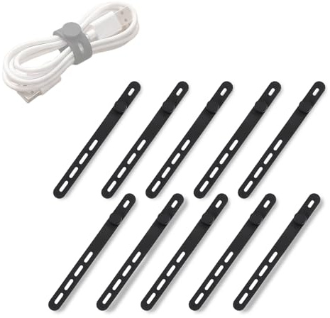 Zlokdraxy 10 Serres Câbles Réutilisables en Silicone - Lavables, Ajustables et Attache Cable avec Boucle de Verrouillage pour Organiser les Fils Électroniques à la Maison, au Bureau et en Voyage