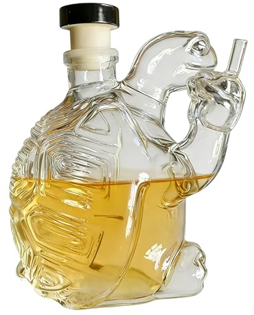 Decantador Whisky - Tortuga Vidrio Claro, Botellas Alcohol Animal, Pieza Licores | Cristalería Reutilizable Decoración Hogar Hombres Hermano Papá Cumpleaños Navidad Vino Tequila Bar Restaurante Juego