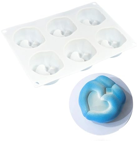 Stampi in silicone a 6 cavità, stampo antiaderente per torte gelato, dessert, con facile utensile da cucina, tortiera per mousse a forma cuore