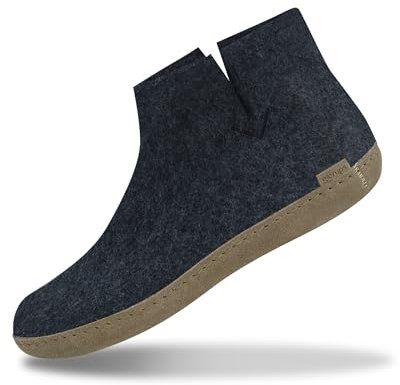 Glerups Filz Hausschuhe Herren und Damen (Größe 40) | Komfortable Hausstiefel Damen & Herren mit Weicher Sohle aus Leder | Filzstiefel Herren & Damen Winter | Comfortable Slippers Women & Men