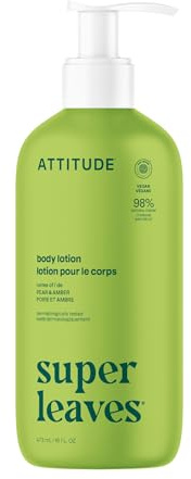 ATTITUDE Body Lotion, EWG Verified Moisturizer, Vegan Skin Care Products, Non-Greasy, Hydrating for Dry Skin, Olive Leaves, 473 mL