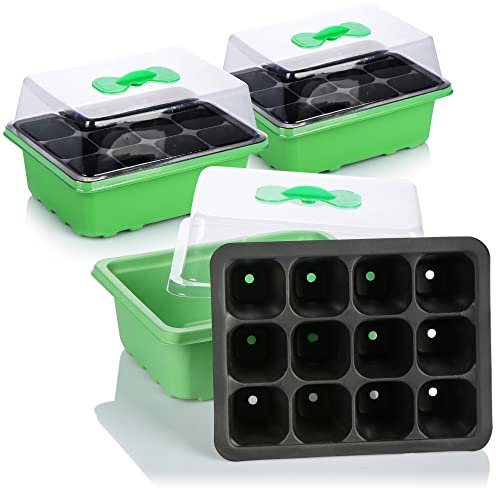 com-four® 3X Zimmergewächshaus zum Anzüchten von Pflanzen - Anzuchtset für 36 Pflanzen - Pflanzkasten für die Wohnung (Anzuchtset 6)