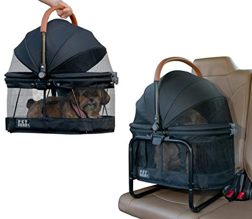 Pet Gear View 360 Tiertransporter & Autositz mit Boostersitzgestell für kleine Hunde & Katzen, Netzbelüftung, Druckknopfbedienung, kein Werkzeug erforderlich