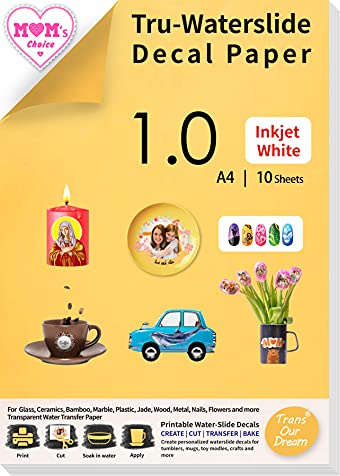 TransOurDream Tru-Water Slide Decal Paper Inkjet White 10 Sheets A4