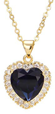 HMOOY Titanic Collier Avec Pendentif Cœur De L'océan En Plaqué Or Blanc Avec Chaîne Et Pierres Précieuses En Forme De Cœur