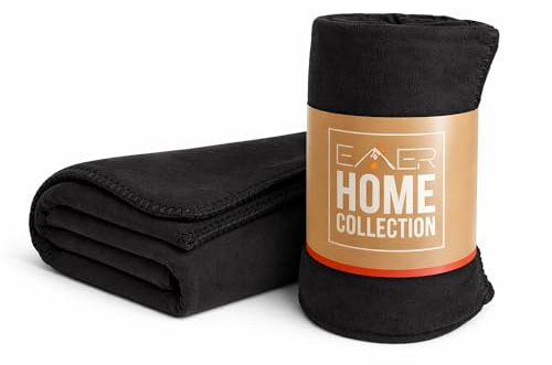 Polar Fleecedecke schwarz 130 x 160 cm – kuschelig warm, hautfreundlich, schnelltrocknend, pflegeleicht, in 13 Farben, leicht und vielseitig für Sofa, Reisen, Picknick und Outdoor
