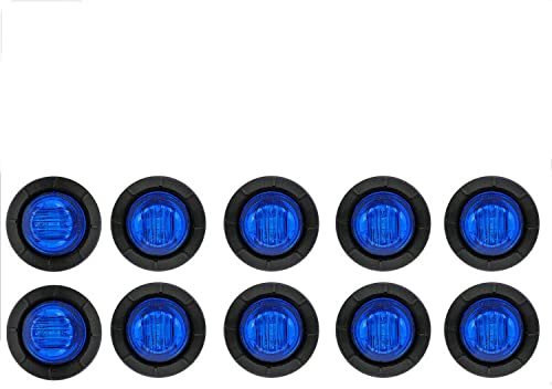 Ricoy LED ronde étanche pour feu de position avant, arrière, latéral - pour voiture ou camion - 2 cm - 12 V (10 pièces, bleu)