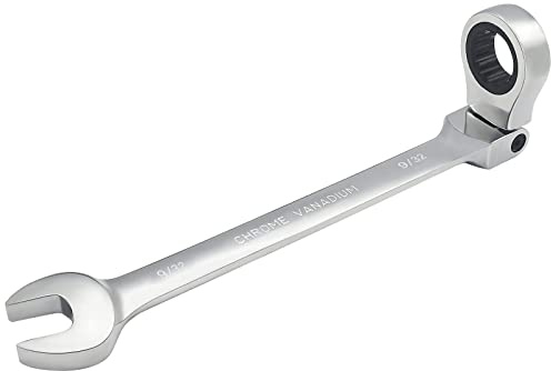 FOCMKEAS 9/32 Inch Flex-Head Ratcheting Combination Wrench SAE 72 Teeth 12 Point Ratchet Box Ended and Open End Spanner Tools, Flexible Head Gear Wrench, Heat-Treated CR-V