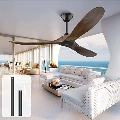 SHAIRMB Ventilateur de Plafond de 60 Pouces, Ventilateur de Plafond ExtéRieur, Ventilateur de Plafond en Bois sans éClairage, Ventilateur de Plafond avec TéLéCommande,C,60in