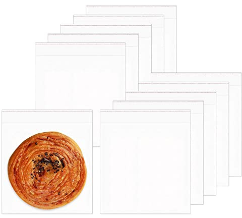 Bolsas Celofan Autoadhesivo Transparente 18x18cm 100pcs Bolsas de Plástico Adhesivo 50µm Cristal Bolsas de Celofán Autoadhesiva para Caramelo Galletas Chocolate Panadería