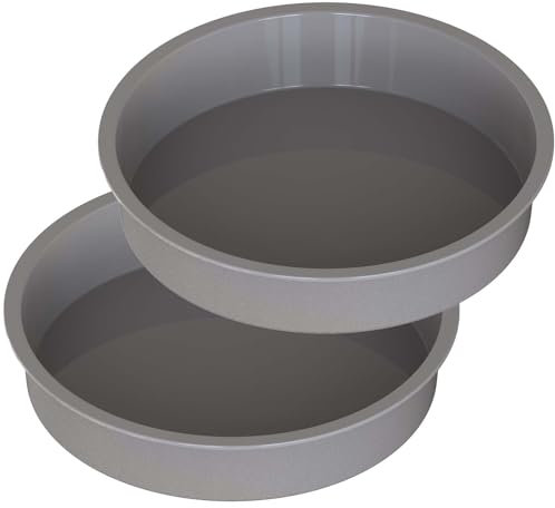 KEYFIVE Silicone 9 Inch Cake Tins for Baking, 2 Pack 25cm Round Cake Moulds for Baking, Nonstick Silicone Baking Tins for Cheesecake