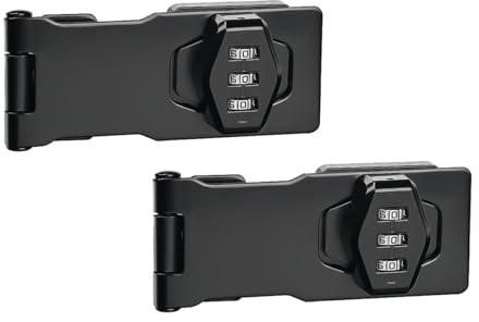 ZONADAH - Set di 2 lucchetti girevoli con password da 7,6 cm, chiusura a scatto, sicurezza per porte senza chiave, serratura per esterni, casa, cassetto, bagno, nero