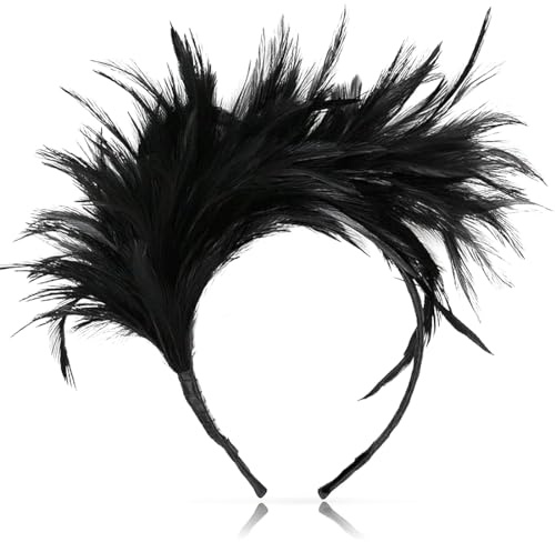 Aurasky Feder Stirnband, Regenbogen Haarreif, Feder Haarschmuck, Papagei Haarband, Kopfschmuck 20er Jahre, Haarreif für Halloween Fasching Karneval Cosplay Hochzeit Party