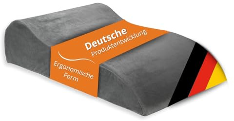 sleepling Venenkissen 40x68cm, Beinkissen, Weicher Mikroplüsch Grau | Beinhochlagerungskissen, Lagerungskissen Erwachsene, Kniekissen, OEKO-TEX 100, Made in EU, Waschbar 40 Grad