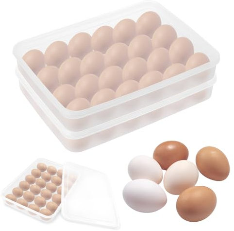 WATUNID 2 Stück Eierbehälter für Kühlschrank, Eier Aufbewahrungsbox Mit Deckal aus Kunststoff, Transparent Eierbehälter Eierbox Organizer Stapelbarer Eierschale für Küchen