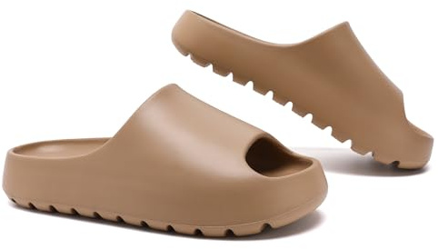 Uonesone Sliders kvinnor män sommar moln reglage, ultramjuk dusch badrum halkskydd snabbtorkande öppen tå supermjuka bekväma tjocka sultofflor tofflor tofflor tofflor inomhus utomhus, Brun, 37.5/38.5