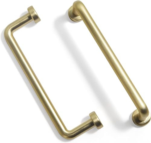 SYZOW 6 Stycken Köksskåphandtag, Möbelhandtag Borstad Mässing Skåphandtag T-handtag för möbler Köksskåphandtag 128mm