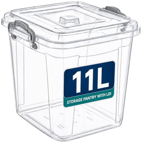 11L Pantry Storage Boxes Container with Locking Lid for Kitchen & Home | Multi-Purpose Storage for Pantry, Kitchen, Laundry, Toys & Home Essentials, Protected and Easy to Carry