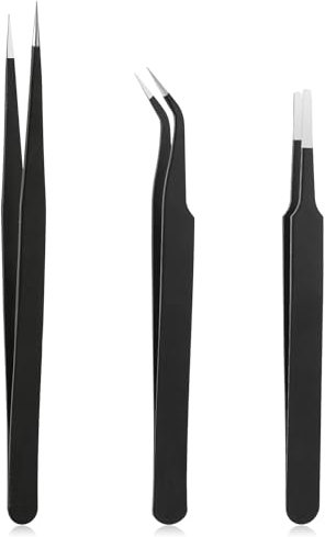 3 pinzas de precisión de acero inoxidable ESD, juego antiestático no magnético para ordenadores, teléfonos móviles, relojes, reparaciones