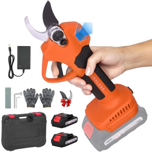 Forbici da Potatura Elettriche 30mm | Batteria 2000mAh con Display LCD | Lame Intercambiabili | 2 Batterie Ricaricabili | Potatore a Batteria per Giardinaggio, Frutteti e Vigneti