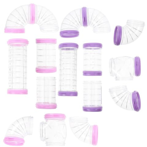 Toddmomy Hamster Tunnel Toys 16 Pcs Diy Hamster Tubes for Cage Connection Plastic Tube Connector Set External Rat Tunnel Cage Supplies for Small Animal Play