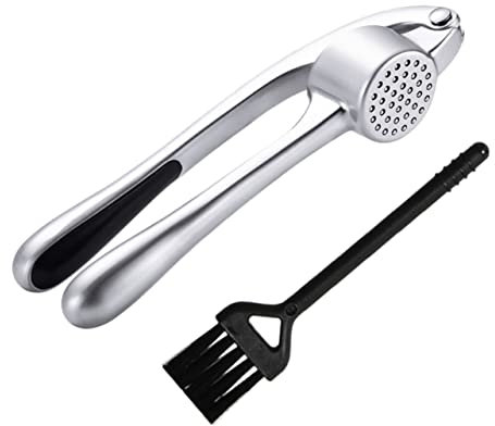 KICHOUSE Manual Garlic Presser Alloy Garlic Crusher Masher for Kitchen Easy to Clean Brush Included