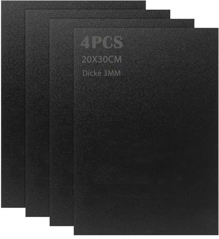 JMIATRY 4 Stück ABS Kunstoffplatte Schwarz 20X30 cm, ABS Platte Kunststoffplatte 3mm Schwarz für Fotorahmen, Zeichen, Projektausstellung, Malerei