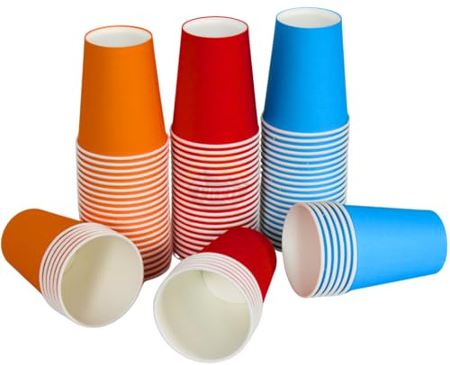 KURTT Trinkbecher, 200 Stück, 200ml/8oz, Ideal für Mehrzweckgebrauch, Kaffeebecher, Partybecher, Einwegbecher, Pappbecher, Pappbecher, Trinkbecher Kinder, Geburtstag, Grillparty, Feste (Rot)