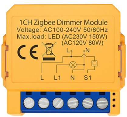 Ycagrain - Módulo de conmutación de atenuadores inteligentes Tuya Zigbee 1CH Control de las luces LED, interruptor regulable atenuación continua + control de voz