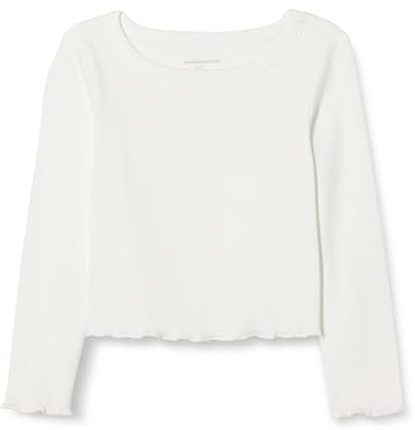 Amazon Essentials Maglia Corta a Maniche Lunghe a Costine per Bambine e ragazze, Avorio, 6-7 anni