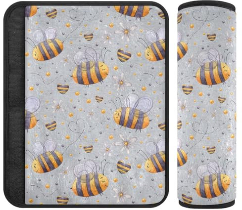 Lovely Bees - Paquete de 2 fundas acolchadas para cinturón de seguridad, fundas finas para correa de asiento de coche, adecuadas para varios usos, almohadilla para hombro para correa de bolsa