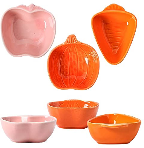 Bowls, Soup Bowls， Ceramic BowlSoup Bowl,Rice Bowl,reakfast Bowl,Soy Sauce Dish Set, Ceramic Dipping Bowls, Sauce Bowls, Tapas Bowls, Floral Pattern Dish Set for Dessert, Snack-Pink-Set of 8 (Color :
