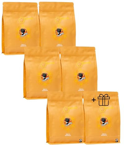 AFRO COFFEE Mild & Aromatic I 6 Pack I 250g Premium Bio Kaffeepulver Fairtrade I Arabica & Robusta Kaffee I Kaffee gemahlen aus Ostafrika mit blumiger Note, handgepflückt, mittel geröstet, säurearm
