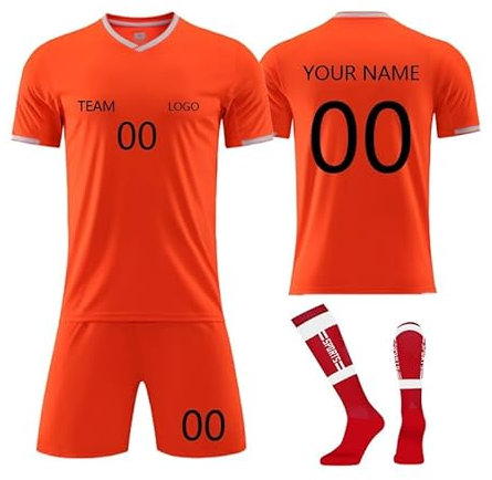 Generisch Customisable Trikot mit Eigenem Namen Nummer Team Logo, Personalisiert Fußball Trikots für Kinder/Erwachsene, Trikot Selbst Gestalten Fußball für Junge Herren 3 Teiliges Trikot Set