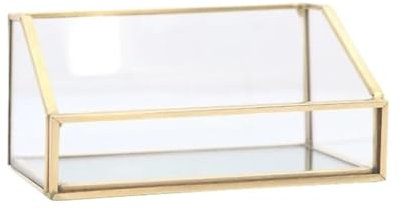 FENGJISUN Visitenkartenständer Für Karten Visitenkartenhalter Schräg Business Name Card Stand Klar Gold Desktop Name Card Displa Visitenkarten Zeigen(10.5x7.5x4.5cm)