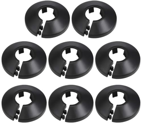 TOP-VIGOR 17mm Pipe Cover Decoration Click-in PP Plastic Pipe Collar 8pc | Escutcheon Pipe Collars for Water Pipe, Drain Line, Toilet Waste Pipe, Wall Pipe Entry Decoration Trim and Bathroom Plumbing