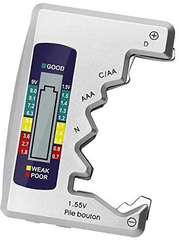 Battery Tester for All Batteries UK - Digital Battery Checker - LCD Display Capacity Level Tester - Compatible with AA AAA C D N 9V 1.5V Button Cell Batteries