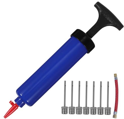 ifundom 9Stücke Sport Ballpumpe mit Nadeln Luftschlauch und Weicher Spitze Effiziente Pumpe für Basketball Fußball und Blau