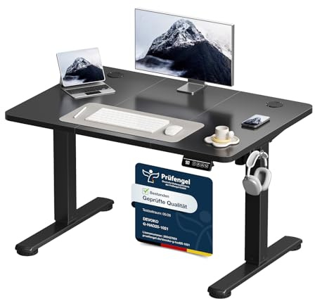 Devoko Elektrisch Höhenverstellbarer Schreibtisch 100 x 60cm,Schwarz | Schreibtisch Höhenverstellbar Tisch, Steh-Sitz Bürotisch, Computertisch mit Memory-Funktion, Stehpult, Standing Desk