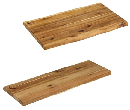 MOON HOME Schneidebrett Mars 2er-Set, hochwertiges Servierbrett aus Akazie/Holz, rustikales Holzbrett ideal zum stilvollen Servieren, natürlich antibakteriell & hygienisch, 45x27x2 cm & 53x19x2 cm