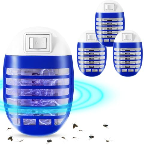 Ownicee 4 Piezas Lámpara Eléctrica Antimosquitos con Luz UV, Trampa para Insectos Silenciosa y Eficiente, Repelente Mosquitos, Moscas, Polillas, Mata Mosquitos Lámpara para Cocina y Dormitorio