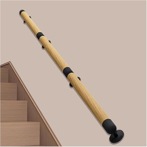 Rampe d'escalier en bois – Balustrade ronde antidérapante murale de 3,8 cm pour appartements, villas, restaurants – 1,6 m – Solution de décoration et de rénovation d'intérieur