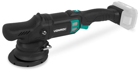 VONROC Roterande polermaskin, 20 V, Ø 125 mm, borstlös motor, 7 hastigheter, Soft Start | Endast maskinkropp, perfekt för bil, båt, möbler, harts | PM510DC