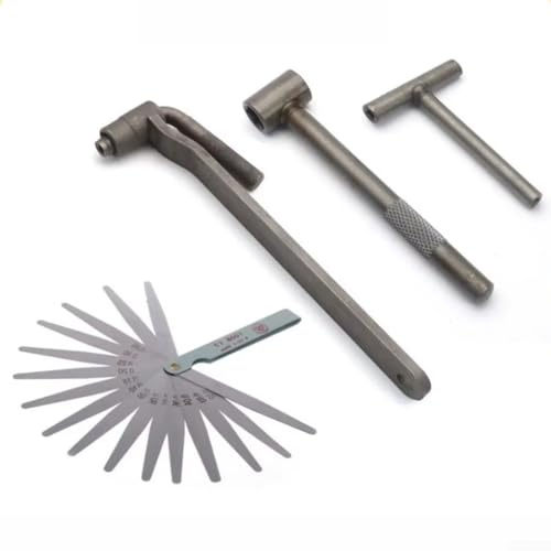 Zilimontt Set di strumenti per la regolazione della valvola del motore del motociclo con 3 chiavi per valvole da 8 mm, 9 mm, 10 mm e spessimetro a 17 lame in acciaio inox da 0,02-1,00 mm per una