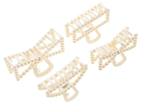 DECORNIJIA 4pcs Pearl Hairpin Headdress Acrylic Lady Hair Claw Clips for Fine Hair